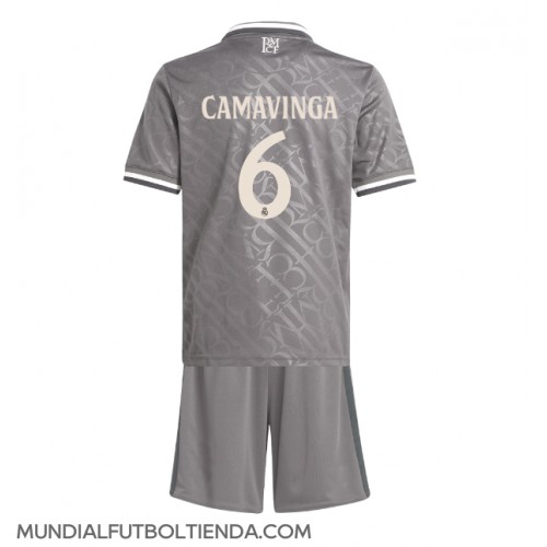 Camiseta Real Madrid Eduardo Camavinga #6 Tercera Equipación Replica 2024-25 para niños mangas cortas (+ Pantalones cortos)